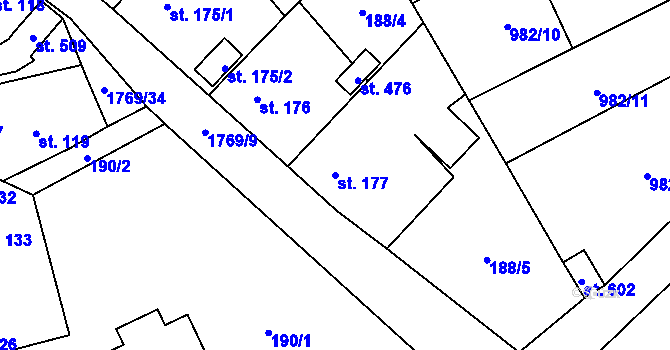 Parcela st. 177 v KÚ Bratronice u Kladna, Katastrální mapa