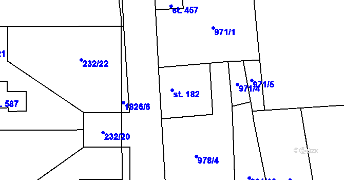 Parcela st. 182 v KÚ Bratronice u Kladna, Katastrální mapa