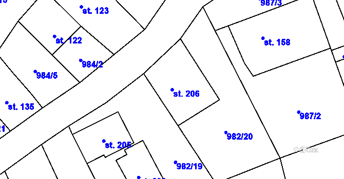 Parcela st. 206 v KÚ Bratronice u Kladna, Katastrální mapa