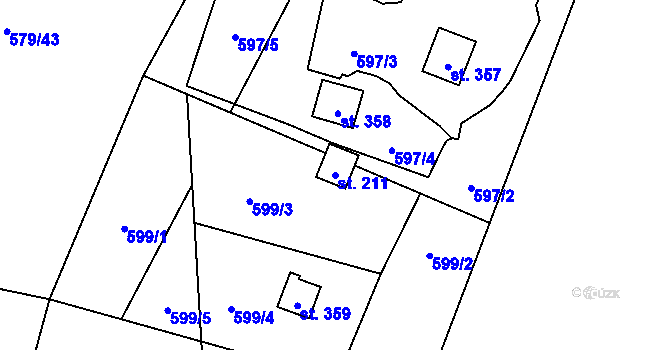 Parcela st. 211 v KÚ Bratronice u Kladna, Katastrální mapa