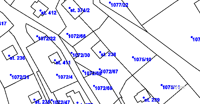 Parcela st. 238 v KÚ Bratronice u Kladna, Katastrální mapa
