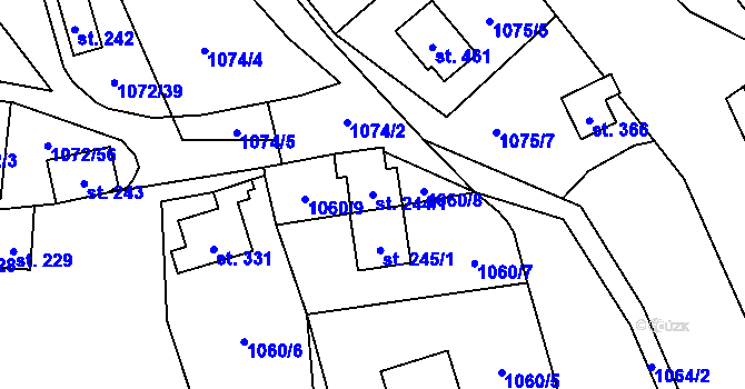 Parcela st. 244/1 v KÚ Bratronice u Kladna, Katastrální mapa