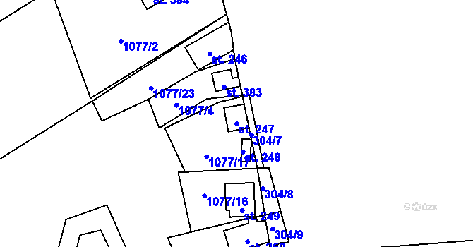 Parcela st. 247 v KÚ Bratronice u Kladna, Katastrální mapa