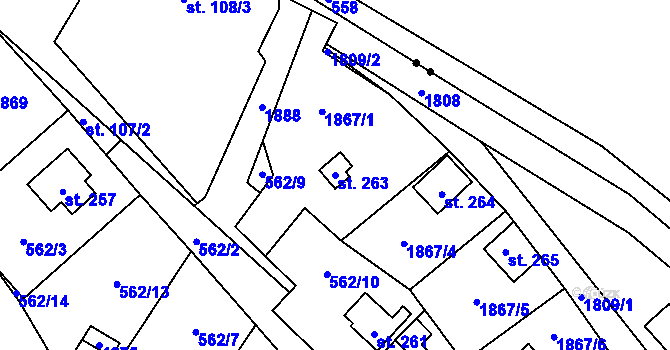 Parcela st. 263 v KÚ Bratronice u Kladna, Katastrální mapa