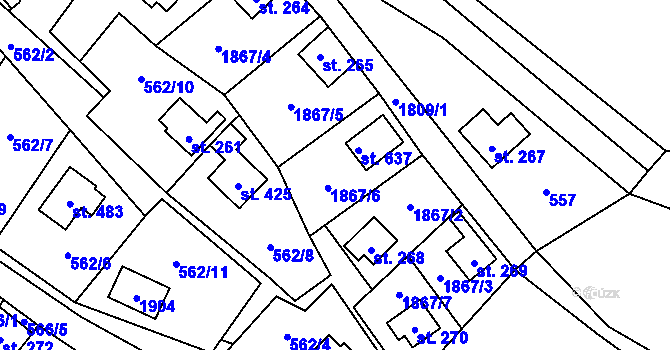 Parcela st. 266 v KÚ Bratronice u Kladna, Katastrální mapa