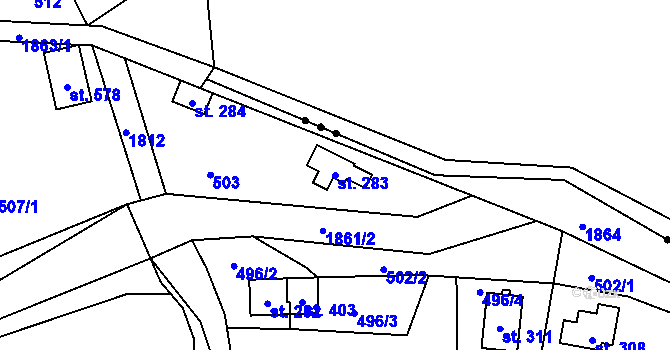 Parcela st. 283 v KÚ Bratronice u Kladna, Katastrální mapa
