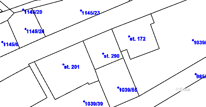 Parcela st. 290 v KÚ Bratronice u Kladna, Katastrální mapa
