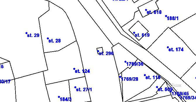 Parcela st. 296 v KÚ Bratronice u Kladna, Katastrální mapa