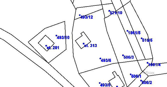 Parcela st. 313 v KÚ Bratronice u Kladna, Katastrální mapa