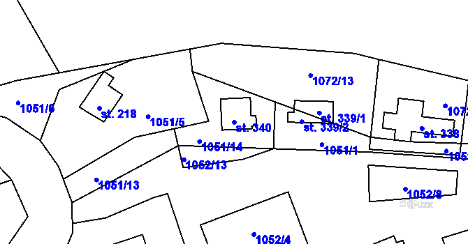 Parcela st. 340 v KÚ Bratronice u Kladna, Katastrální mapa