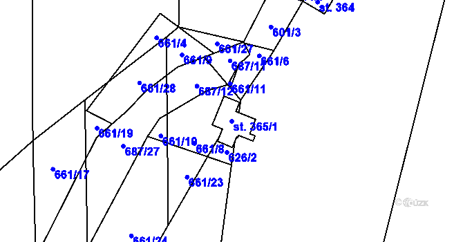 Parcela st. 365/1 v KÚ Bratronice u Kladna, Katastrální mapa