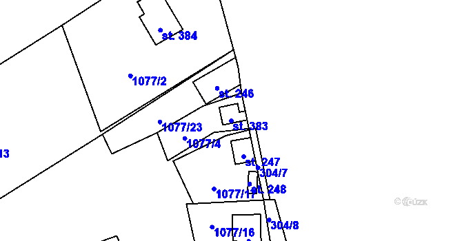 Parcela st. 383 v KÚ Bratronice u Kladna, Katastrální mapa