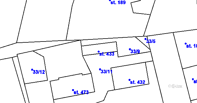 Parcela st. 433 v KÚ Bratronice u Kladna, Katastrální mapa