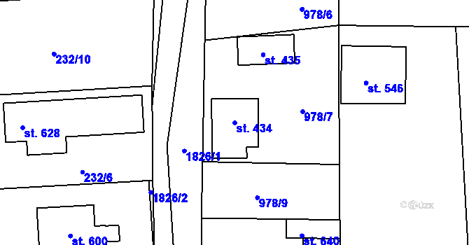 Parcela st. 434 v KÚ Bratronice u Kladna, Katastrální mapa