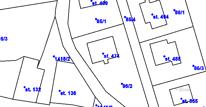 Parcela st. 474 v KÚ Bratronice u Kladna, Katastrální mapa