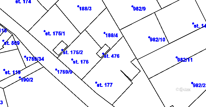 Parcela st. 476 v KÚ Bratronice u Kladna, Katastrální mapa