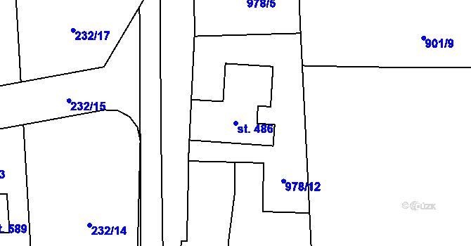Parcela st. 486 v KÚ Bratronice u Kladna, Katastrální mapa
