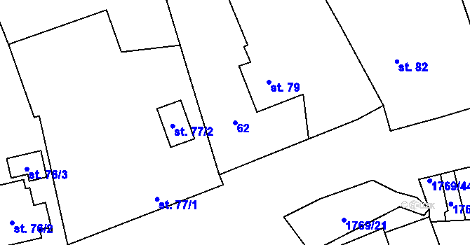 Parcela st. 62 v KÚ Bratronice u Kladna, Katastrální mapa
