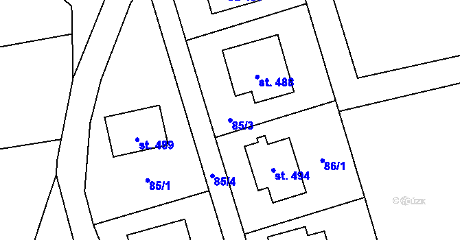 Parcela st. 85/3 v KÚ Bratronice u Kladna, Katastrální mapa