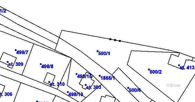Parcela st. 500/1 v KÚ Bratronice u Kladna, Katastrální mapa