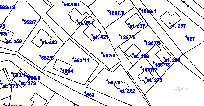 Parcela st. 562/8 v KÚ Bratronice u Kladna, Katastrální mapa