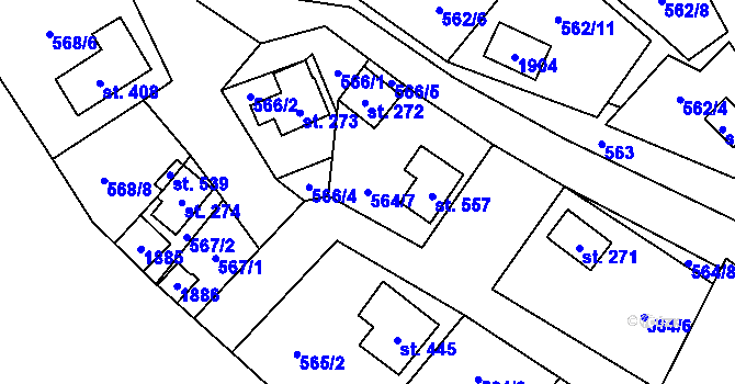 Parcela st. 564/7 v KÚ Bratronice u Kladna, Katastrální mapa