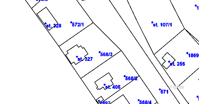 Parcela st. 568/3 v KÚ Bratronice u Kladna, Katastrální mapa