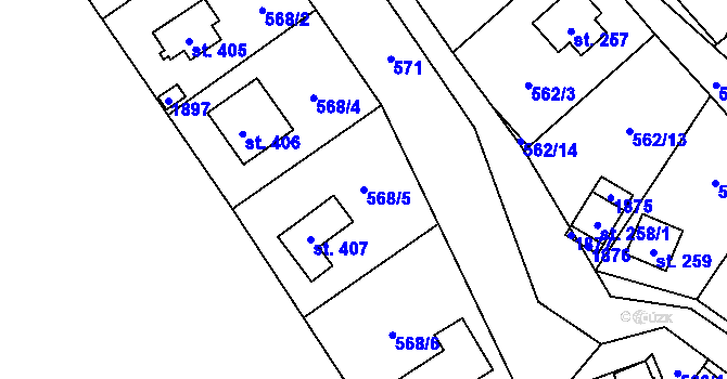 Parcela st. 568/5 v KÚ Bratronice u Kladna, Katastrální mapa
