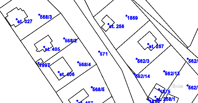 Parcela st. 571 v KÚ Bratronice u Kladna, Katastrální mapa