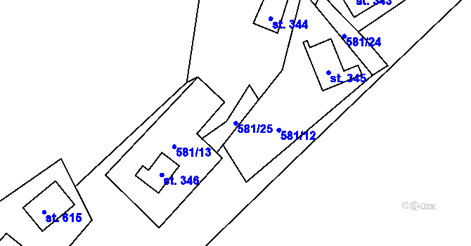 Parcela st. 581/25 v KÚ Bratronice u Kladna, Katastrální mapa