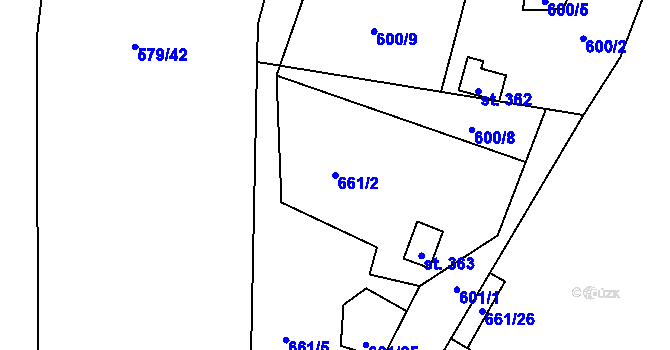 Parcela st. 661/2 v KÚ Bratronice u Kladna, Katastrální mapa