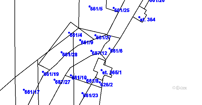 Parcela st. 661/11 v KÚ Bratronice u Kladna, Katastrální mapa