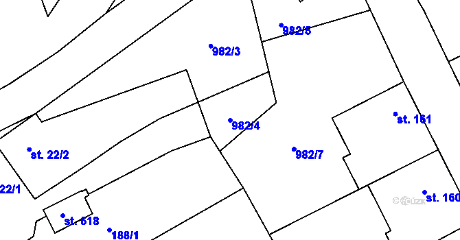 Parcela st. 982/4 v KÚ Bratronice u Kladna, Katastrální mapa