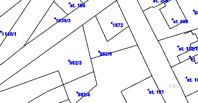 Parcela st. 982/5 v KÚ Bratronice u Kladna, Katastrální mapa