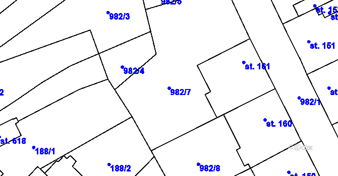 Parcela st. 982/7 v KÚ Bratronice u Kladna, Katastrální mapa