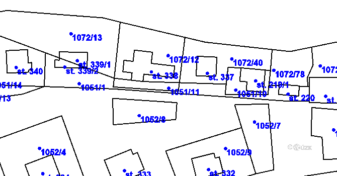 Parcela st. 1051/11 v KÚ Bratronice u Kladna, Katastrální mapa