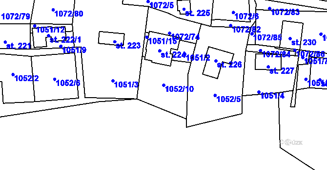 Parcela st. 1052/10 v KÚ Bratronice u Kladna, Katastrální mapa