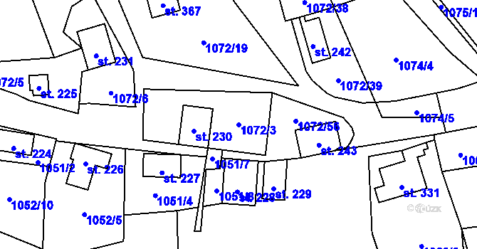 Parcela st. 1072/3 v KÚ Bratronice u Kladna, Katastrální mapa
