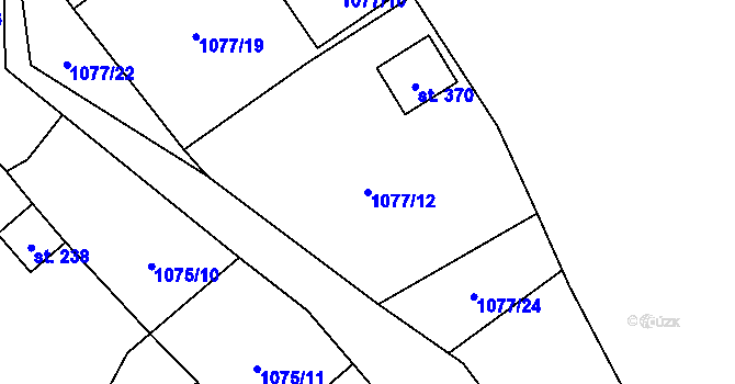 Parcela st. 1077/12 v KÚ Bratronice u Kladna, Katastrální mapa