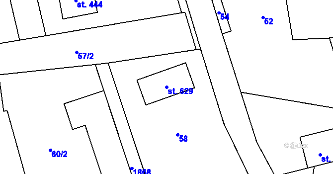 Parcela st. 629 v KÚ Bratronice u Kladna, Katastrální mapa