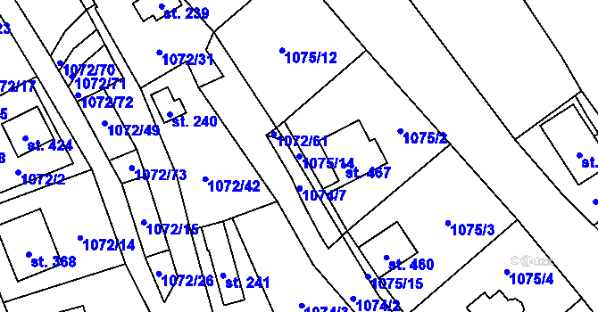 Parcela st. 1075/14 v KÚ Bratronice u Kladna, Katastrální mapa