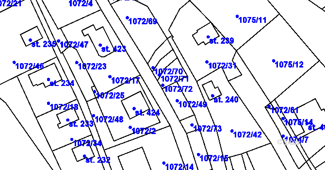 Parcela st. 1072/72 v KÚ Bratronice u Kladna, Katastrální mapa