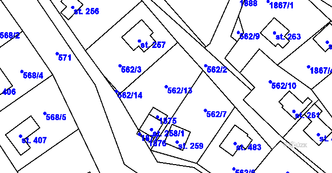 Parcela st. 562/13 v KÚ Bratronice u Kladna, Katastrální mapa