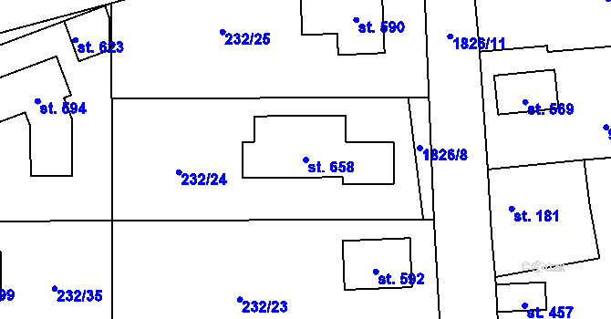 Parcela st. 658 v KÚ Bratronice u Kladna, Katastrální mapa