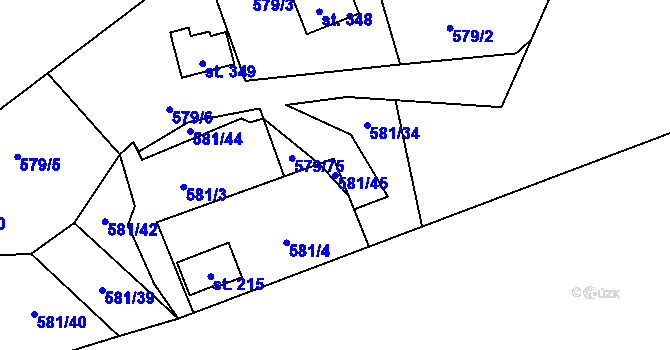 Parcela st. 581/45 v KÚ Bratronice u Kladna, Katastrální mapa