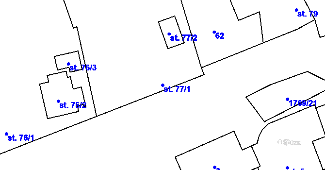 Parcela st. 77/1 v KÚ Bratronice u Kladna, Katastrální mapa