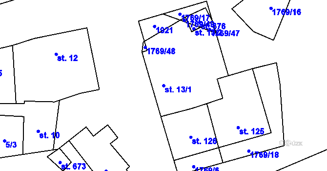 Parcela st. 13/1 v KÚ Bratronice u Kladna, Katastrální mapa