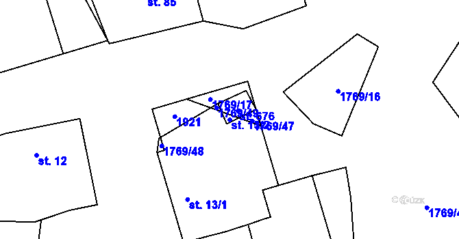 Parcela st. 13/2 v KÚ Bratronice u Kladna, Katastrální mapa