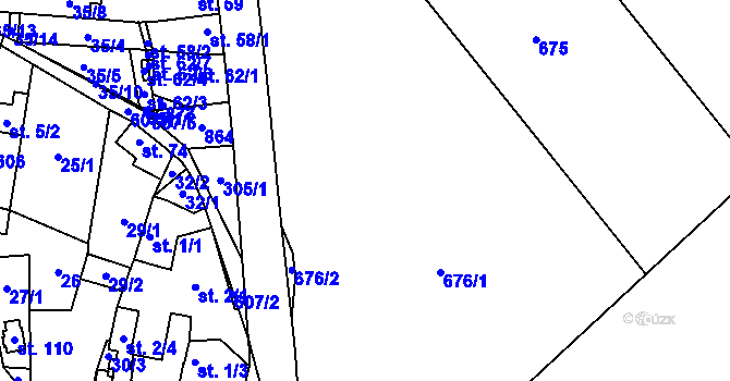 Parcela st. 676 v KÚ Bratronice u Luštěnic, Katastrální mapa