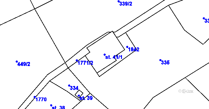 Parcela st. 41/1 v KÚ Bratrouchov, Katastrální mapa